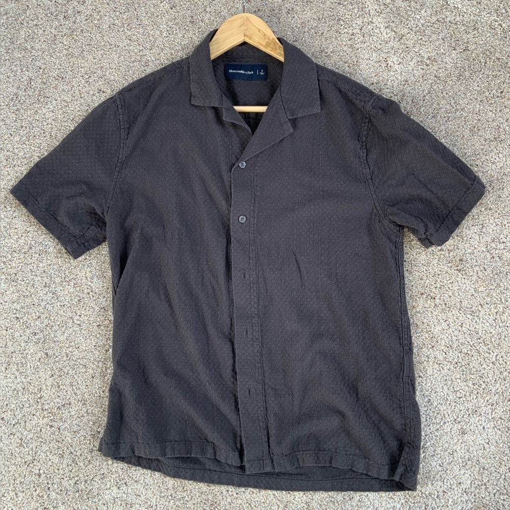 Camp Collar Textured Button-Up Shirt